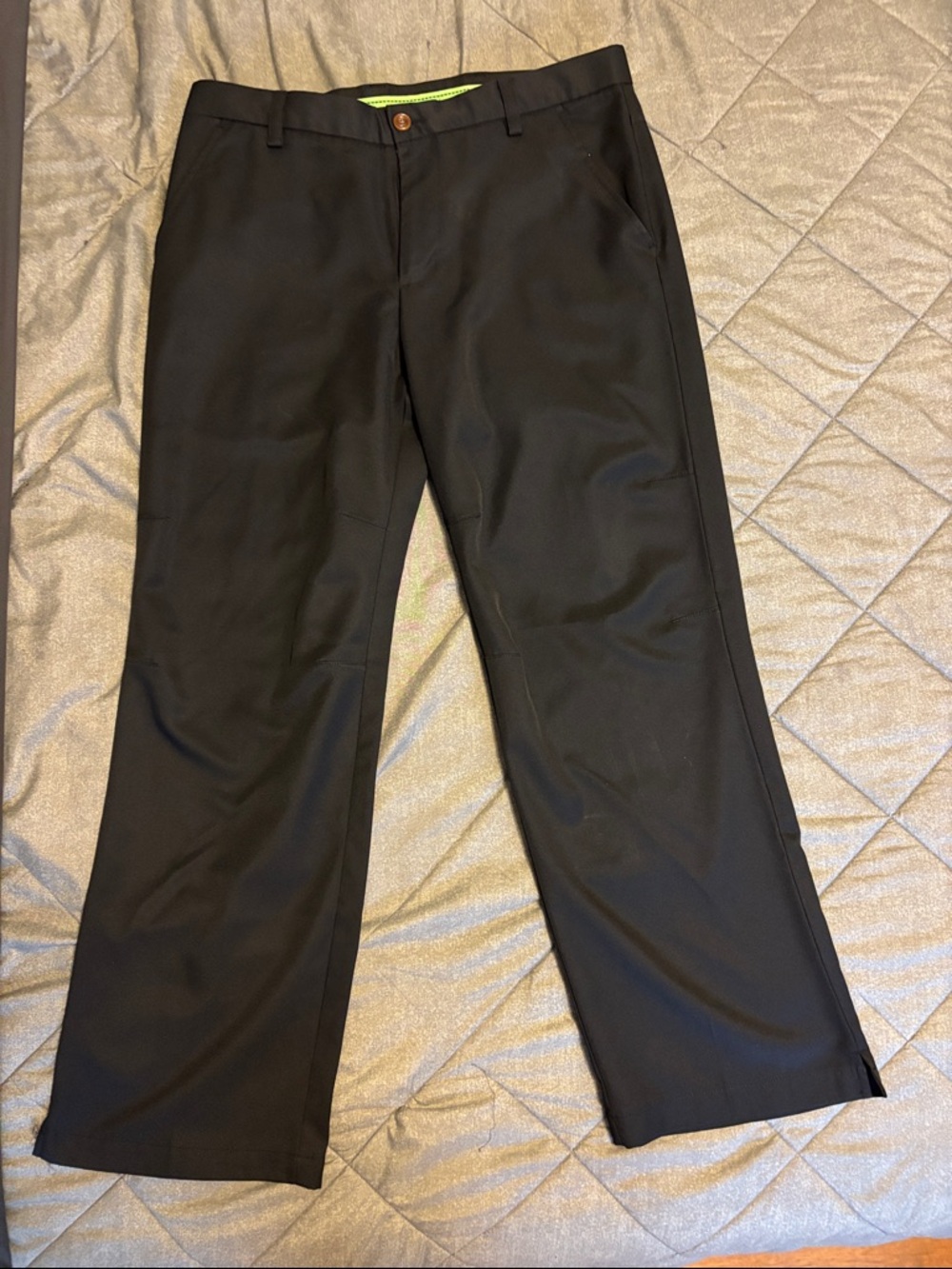 Izod Men's Black Golf Pants with Subtle Green Waistband Accent